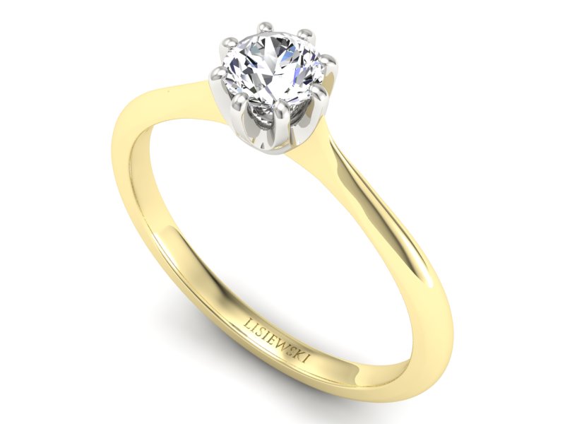 Pierścionek z diamentem żółte i białe złoto - p16157zb — zdjęcie 3