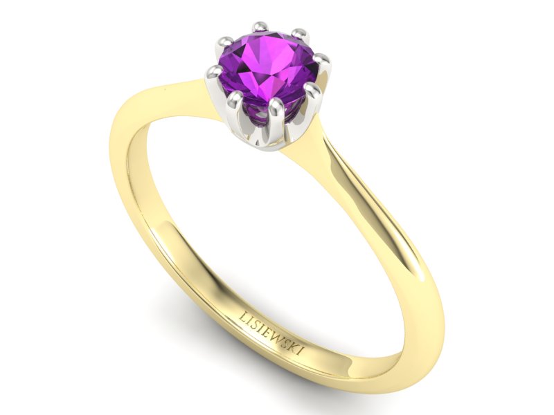 Pierścionek z ametystem żółte i białe złoto - p16157zbat — zdjęcie 3