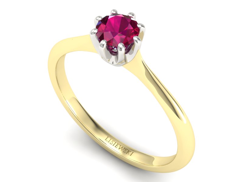 Pierścionek z rubinem żółte białe złoto - p16157zbr — zdjęcie 3