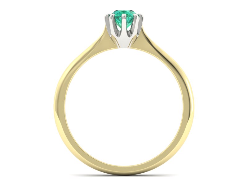 Pierścionek ze szmaragdem żółte i białe złoto - p16157zbsm — zdjęcie 2