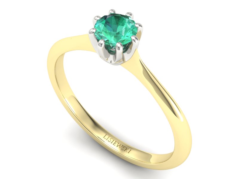 Pierścionek ze szmaragdem żółte i białe złoto - p16157zbsm — zdjęcie 3