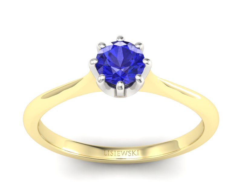 Złoty pierścionek z szafirem żółte białe złoto - p16157zbszc