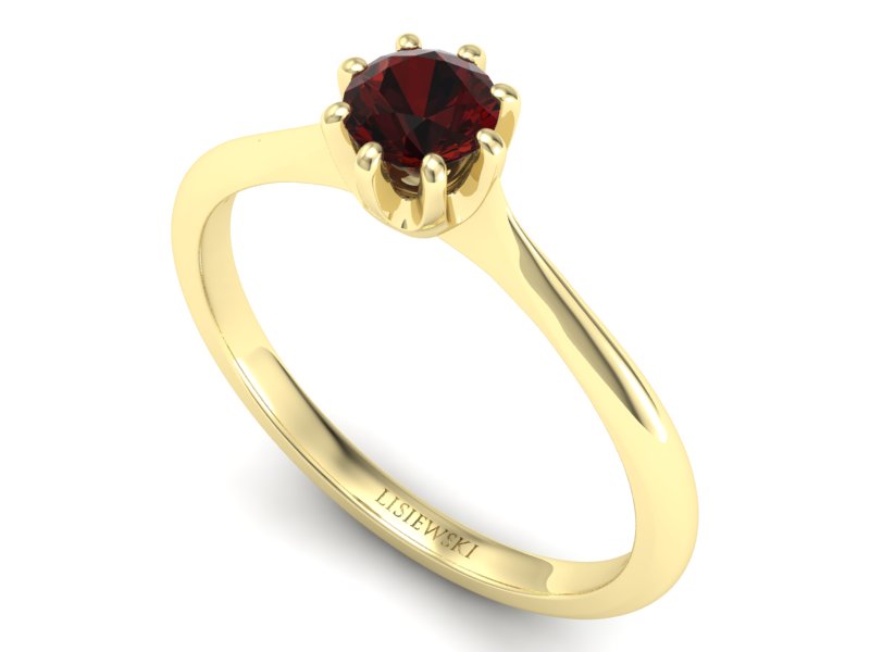 Złoty pierścionek z granatem żółte złoto - p16157zgr — zdjęcie 3