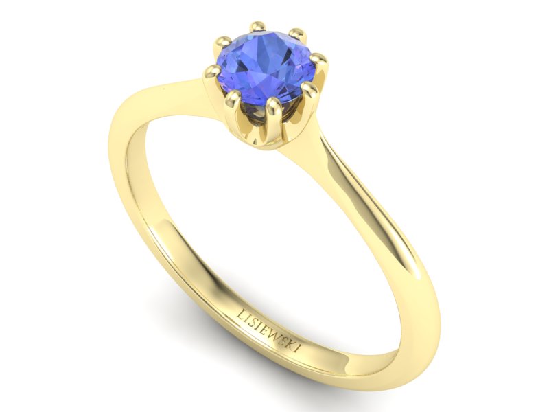Złoty pierścionek z tanzanitem żółte złoto - p16157zt — zdjęcie 3