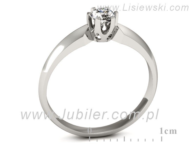 Złoty pierścionek z brylantem białe złoto - p16158b — zdjęcie 3