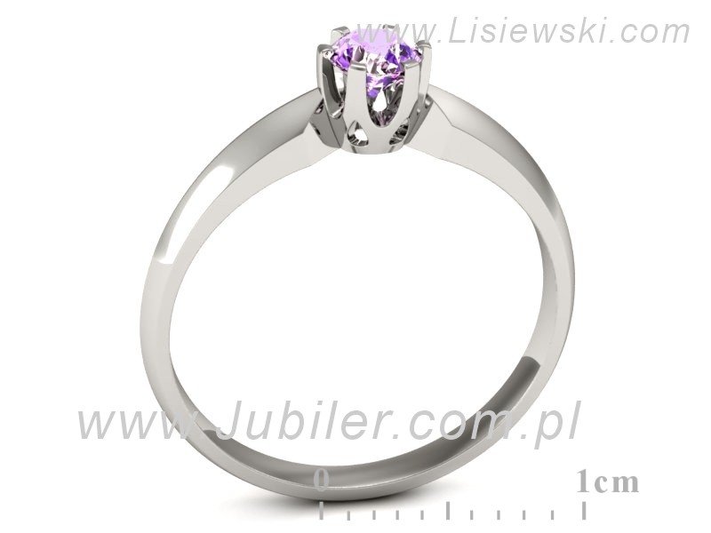 Złoty pierścionek z ametystem białe złoto - p16158bat — zdjęcie 3