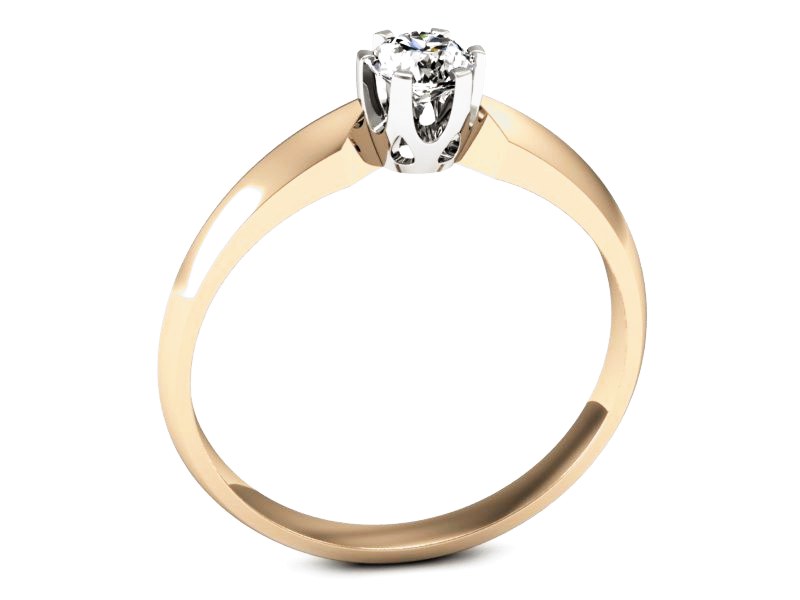 Pierścionek z brylantem różowe i białe złoto - p16158cb — zdjęcie 3