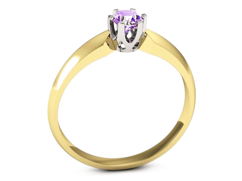 Pierścionek z ametystem żółte i białe złoto - p16158zbat — zdjęcie 3