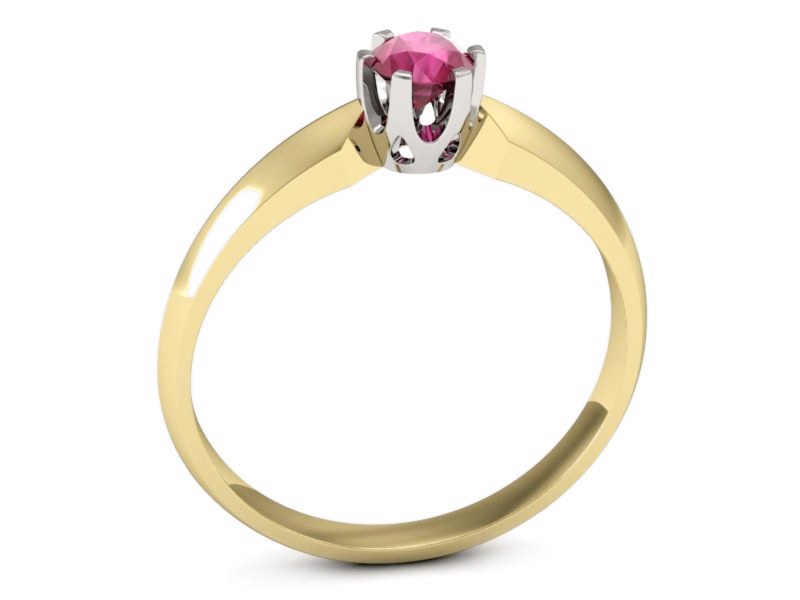Pierścionek z rubinem żółte białe złoto - p16158zbr — zdjęcie 3