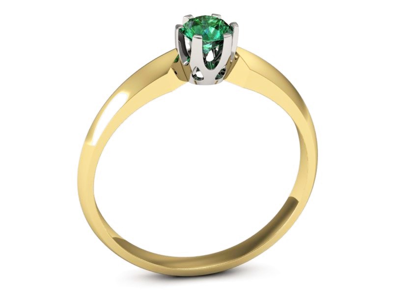 Pierścionek ze szmaragdem żółte i białe złoto - p16158zbsm — zdjęcie 3