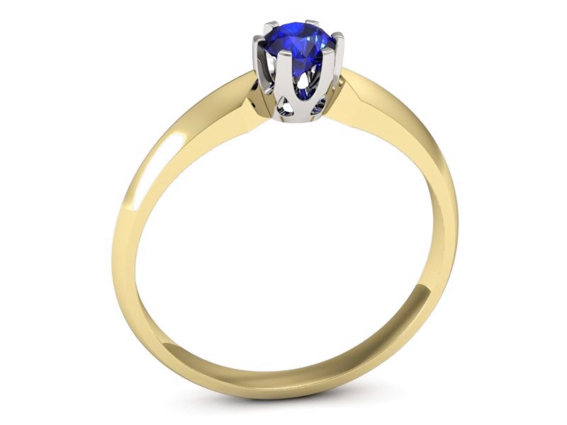 Złoty pierścionek z szafirem żółte białe złoto - p16158zbszc — zdjęcie 3