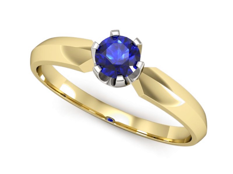 Złoty pierścionek z szafirem żółte białe złoto - p16158zbszc