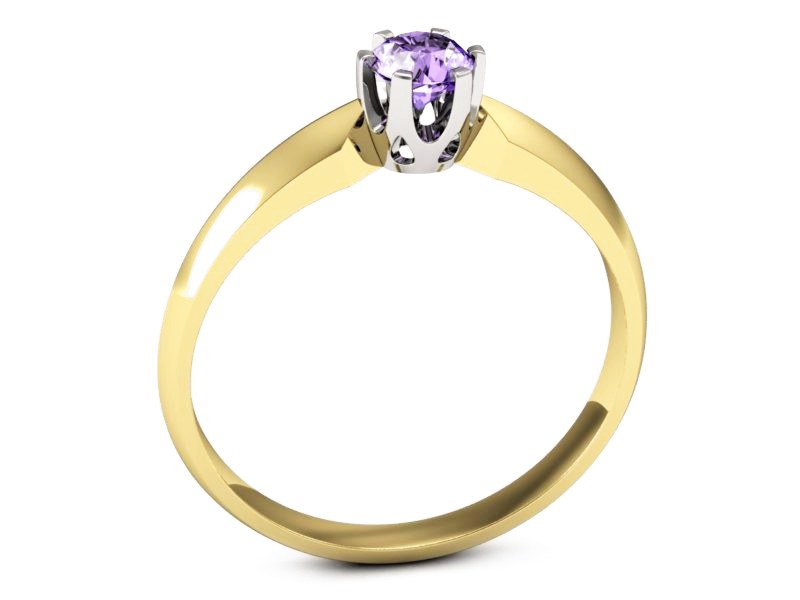 Złoty pierścionek z tanzanitem żółte białe złoto - p16158zbt — zdjęcie 3