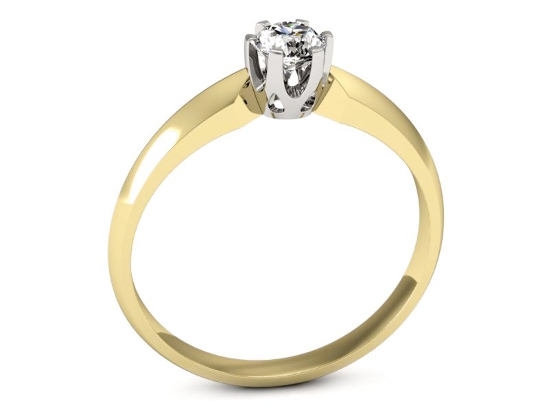 Pierścionek z diamentem żółte i białe złoto - p16158zbV — zdjęcie 3