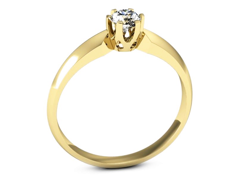 Złoty pierścionek z brylantem żółte złoto - p16158zV — zdjęcie 3