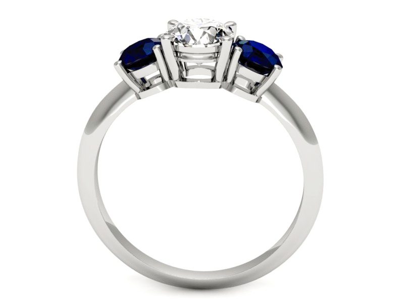 Pierścionek zaręczynowy z brylantem i szafirami - p16159bsz — zdjęcie 3