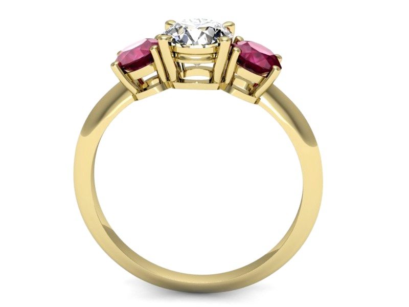 Złoty pierścionek z brylantami i rubinami - p16159zr — zdjęcie 3
