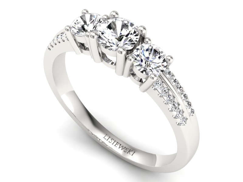 Pierścionek zaręczynowy z brylantami białe złoto - p16160b — zdjęcie 3