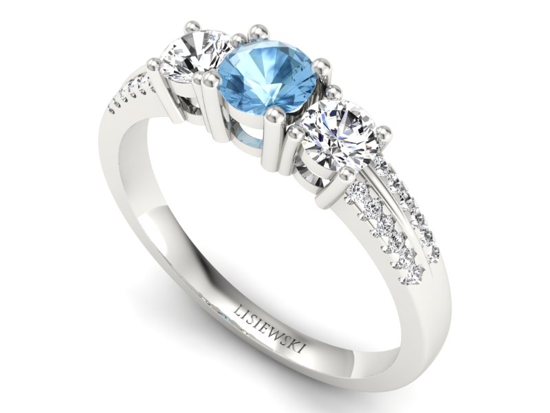 Złoty pierścionek z topazem i brylantami - p16160ba — zdjęcie 3