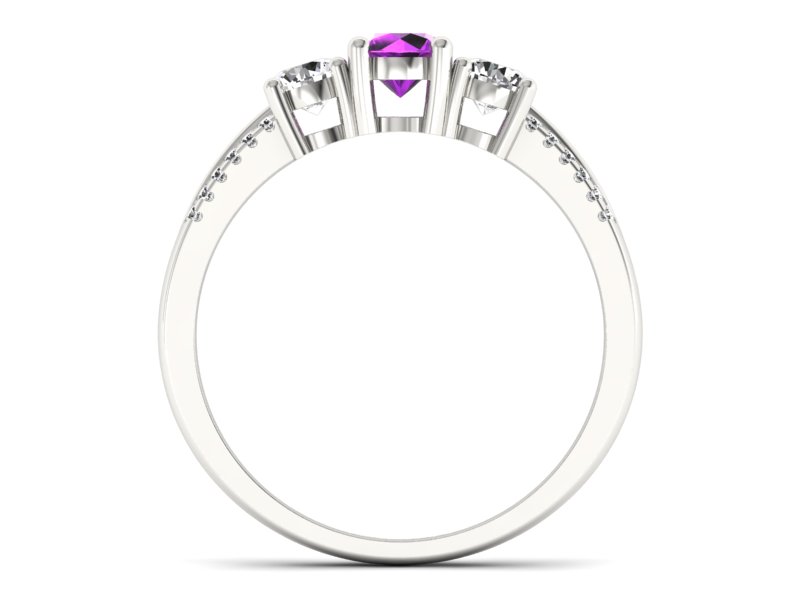 Złoty pierścionek z ametystem i brylantami - p16160bat — zdjęcie 2