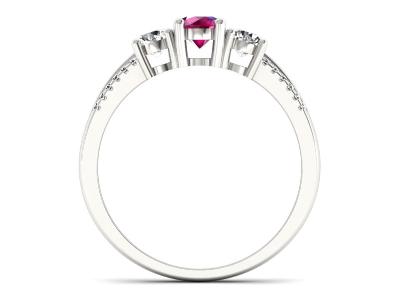 Pierścionek z rubinem i brylantami białe złoto - p16160br — zdjęcie 2