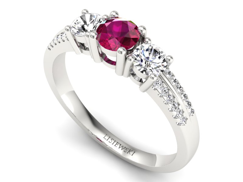 Pierścionek z rubinem i brylantami białe złoto - p16160br — zdjęcie 3