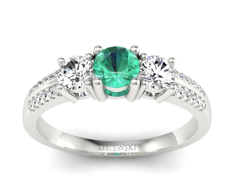 Złoty pierścionek ze szmaragdem i brylantami - p16160bsm