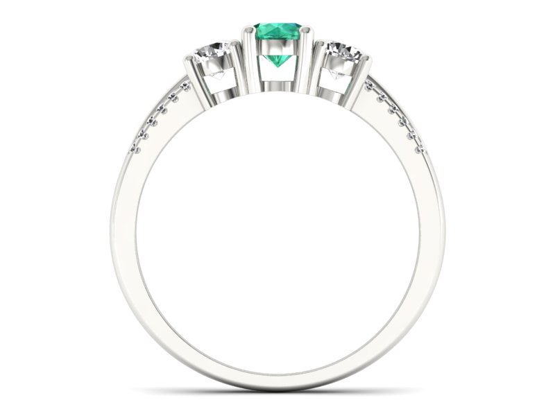 Złoty pierścionek ze szmaragdem i brylantami - p16160bsm — zdjęcie 2