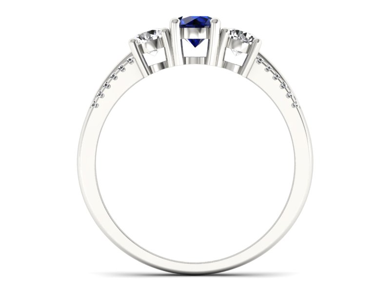 Pierścionek z szafirem i brylantami białe złoto - p16160bsz — zdjęcie 2
