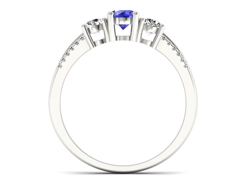 Pierścionek z szafirem i brylantami białe złoto - p16160bszc — zdjęcie 2
