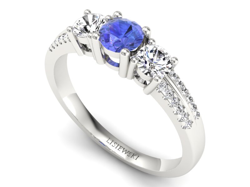 Pierścionek zaręczynowy z tanzanitem i brylantami - p16160bt — zdjęcie 3