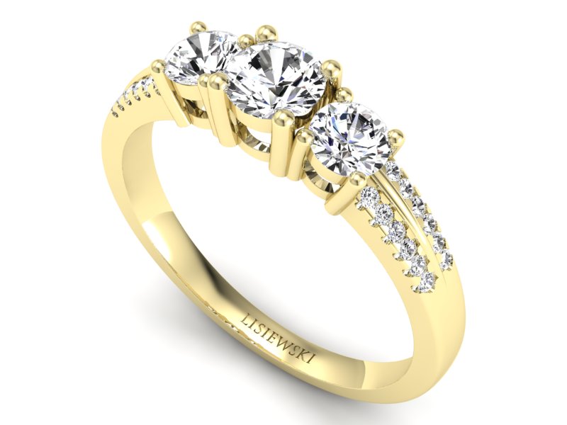 Złoty pierścionek z brylantami żółte złoto - p16160z — zdjęcie 3