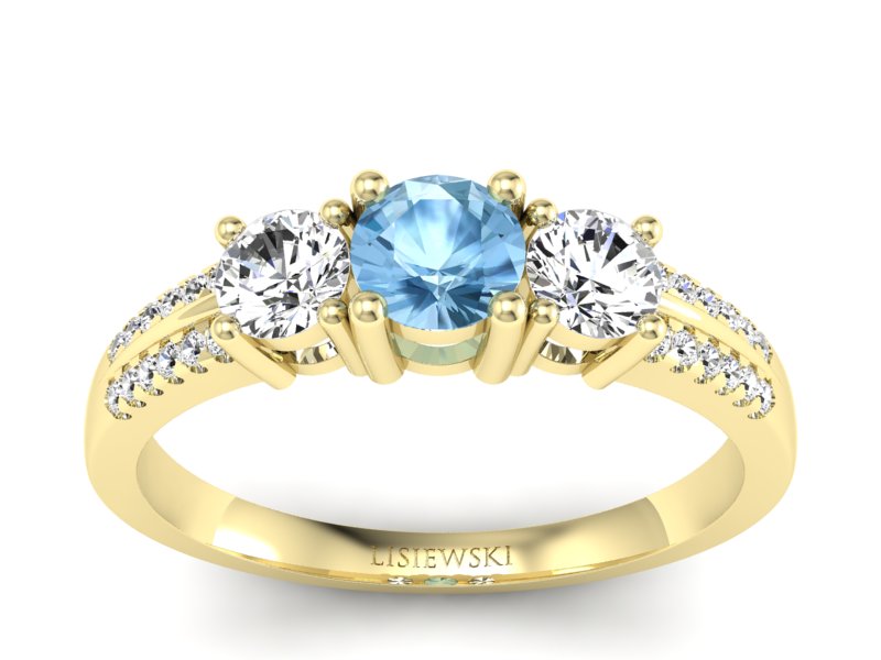 Złoty pierścionek z topazem i brylantami - p16160za