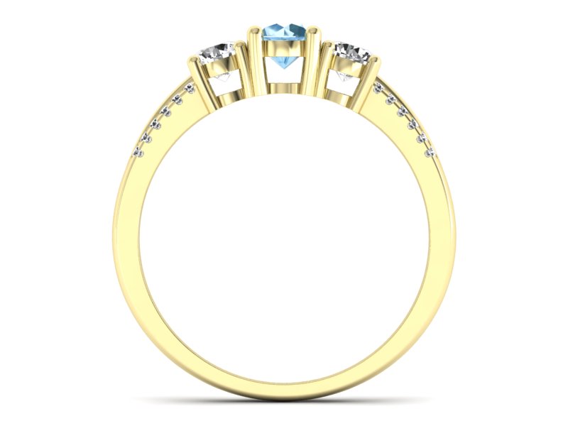 Złoty pierścionek z topazem i brylantami - p16160za — zdjęcie 2