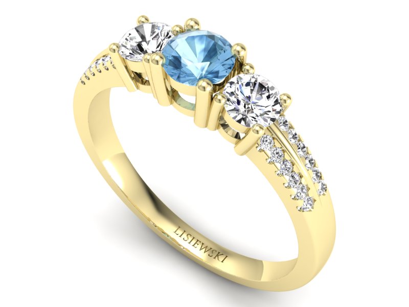 Złoty pierścionek z topazem i brylantami - p16160za — zdjęcie 3