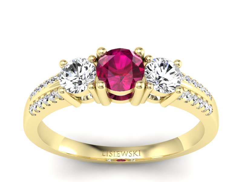 Złoty pierścionek z rubinem i brylantami - p16160zr