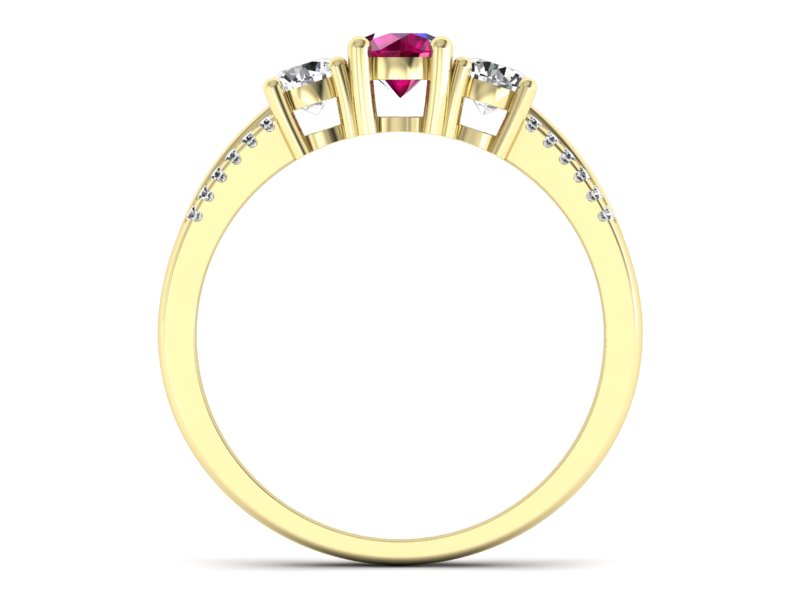 Złoty pierścionek z rubinem i brylantami - p16160zr — zdjęcie 2