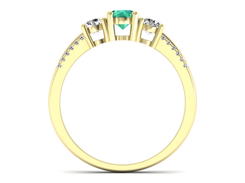 Złoty pierścionek ze szmaragdem i brylantami - p16160zsm — zdjęcie 2