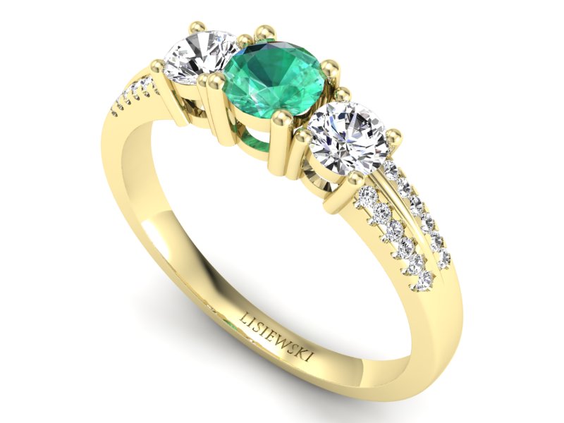Złoty pierścionek ze szmaragdem i brylantami - p16160zsm — zdjęcie 3