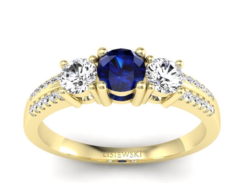 Złoty pierścionek z szafirem i brylantami - p16160zsz