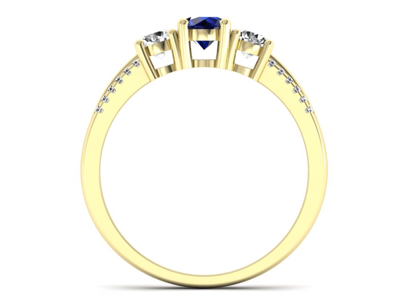 Złoty pierścionek z szafirem i brylantami - p16160zsz — zdjęcie 2