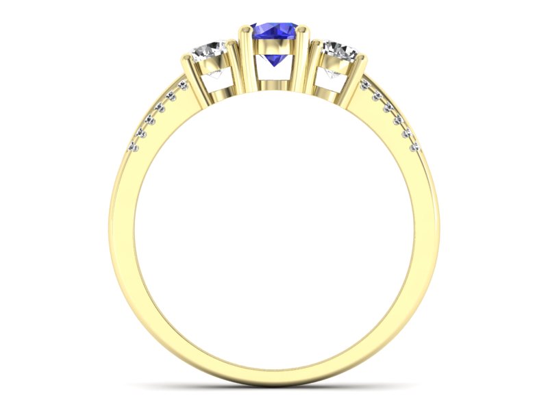 Złoty pierścionek z szafirem i brylantami - p16160zszc — zdjęcie 2