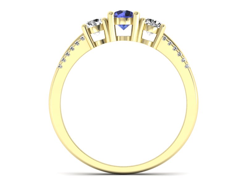 Pierścionek z tanzanitem i brylantami żółte złoto - p16160zt — zdjęcie 2