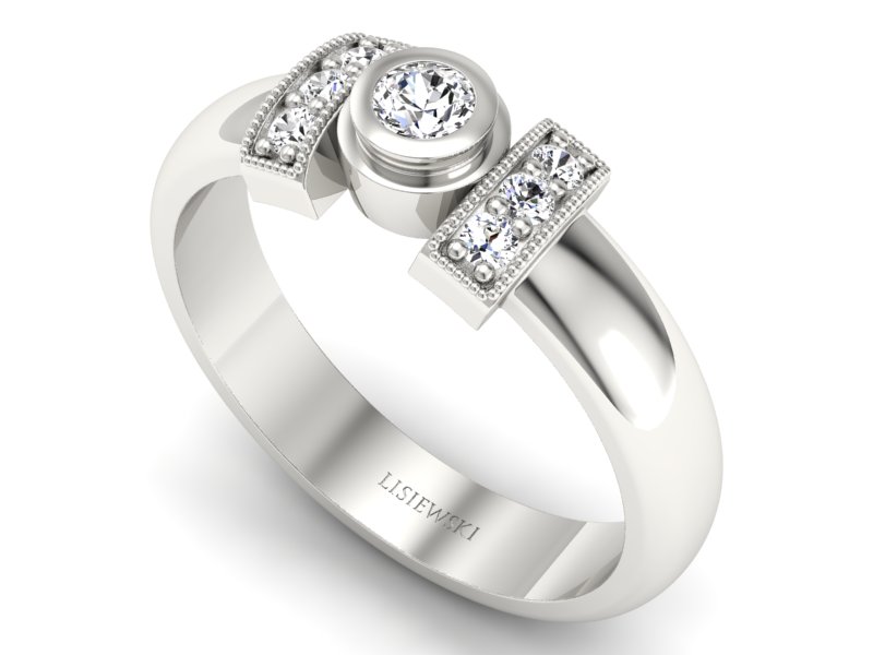 Złoty pierścionek z brylantami białe złoto - p16161bP — zdjęcie 3