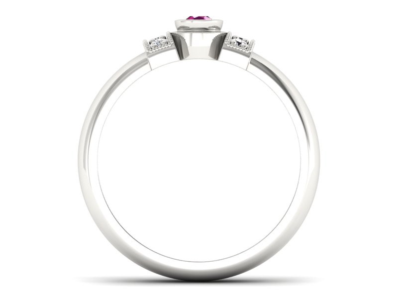 Złoty pierścionek z rubinem i brylantami - p16161br — zdjęcie 2