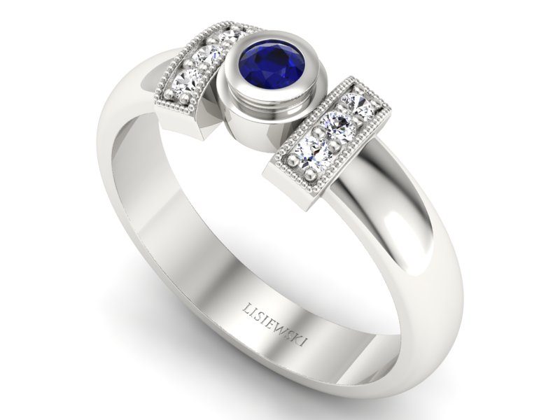 Złoty pierścionek ze spinelem i brylantami - p16161bsp — zdjęcie 3