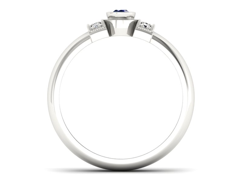 Pierścionek z szafirem i brylantami białe złoto - p16161bsz — zdjęcie 2