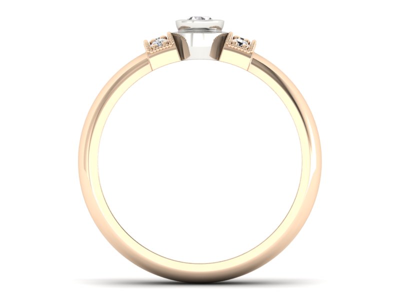 Pierścionek z brylantami białe różowe złoto - p16161cbV — zdjęcie 2