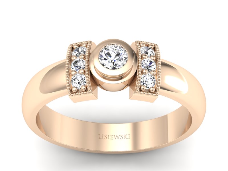 Złoty pierścionek z brylantami różowe złoto - p16161P