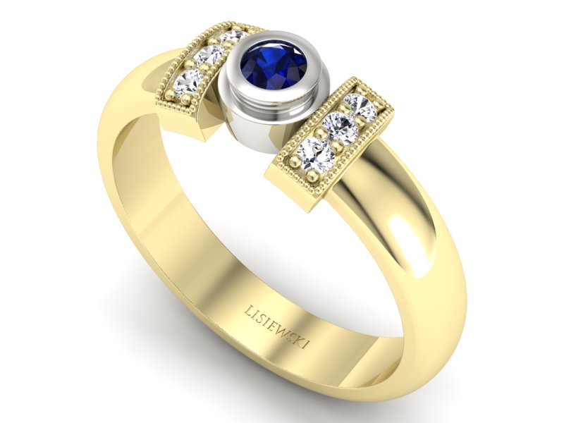 Pierścionek z szafirem i brylantami - p16161zbsz — zdjęcie 3